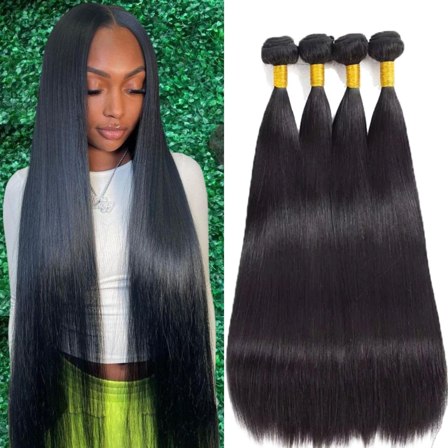 12A Human Hair Bundles - Straight 14 Inch 100% Unprocessed Brazilian Virgin Hair - Double Weft Weave - Natural Black Color Human Hair Extensions