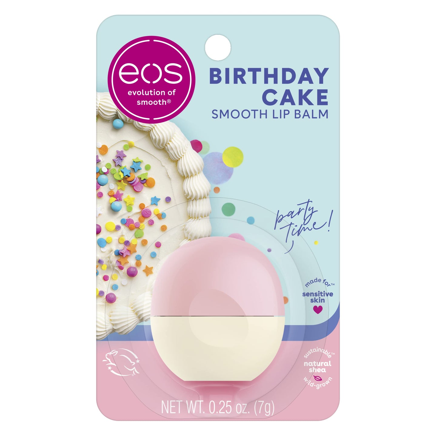 eos Natural Shea Lip Balm- Birthday Cake, All-Day Moisture Lip Care Products, 0.14 oz