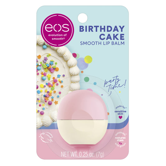 eos Natural Shea Lip Balm- Birthday Cake, All-Day Moisture Lip Care Products, 0.14 oz
