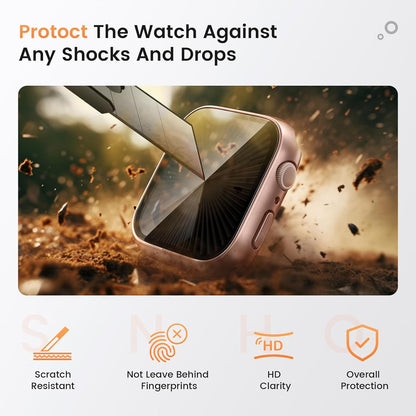 Goton Waterproof Privacy Case for Apple Watch Series 10 SE 9 8 7 6 5 4 Ultra 2 Ultra, Hard PC Bumper Tempered Glass Screen Protector for iWatch Cover Accessories, 46mm Matte Black