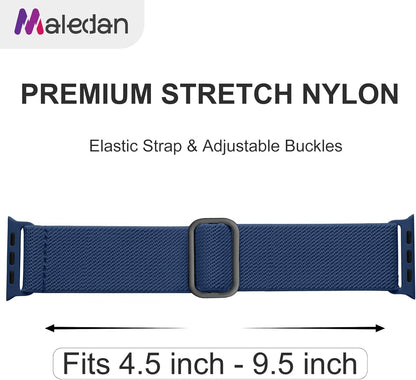 Maledan 10 Pack Stretchy Solo Loop Compatible with Apple Watch Band 40mm 38mm 41mm 42mm 44mm 45mm 46mm 49mm Women Men,Soft Nylon Elastic Strap Wristband for iWatch Series 10 9 8 7 6 5 4 3 2 1 SE Ultra