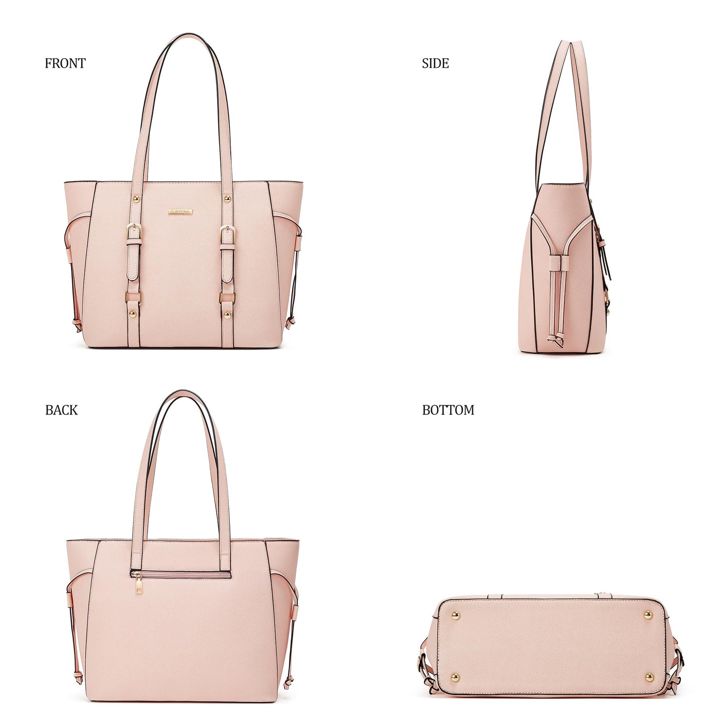 Women Fashion Synthetic Leather Handbags Tote Bag Shoulder Bag Top Handle Satchel Purse Set 4pcs