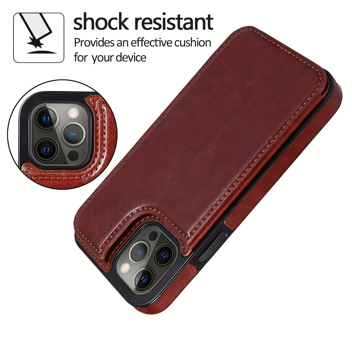 for iPhone 16 15 14 13 12 11 Pro Max XR XS Max SE 2022/2020 7 8 Plus Wallet Case with Card Holder, Faux Leather Kickstand Card Slots Case, Double Magnetic Clasp and Durable Shockproof Cover