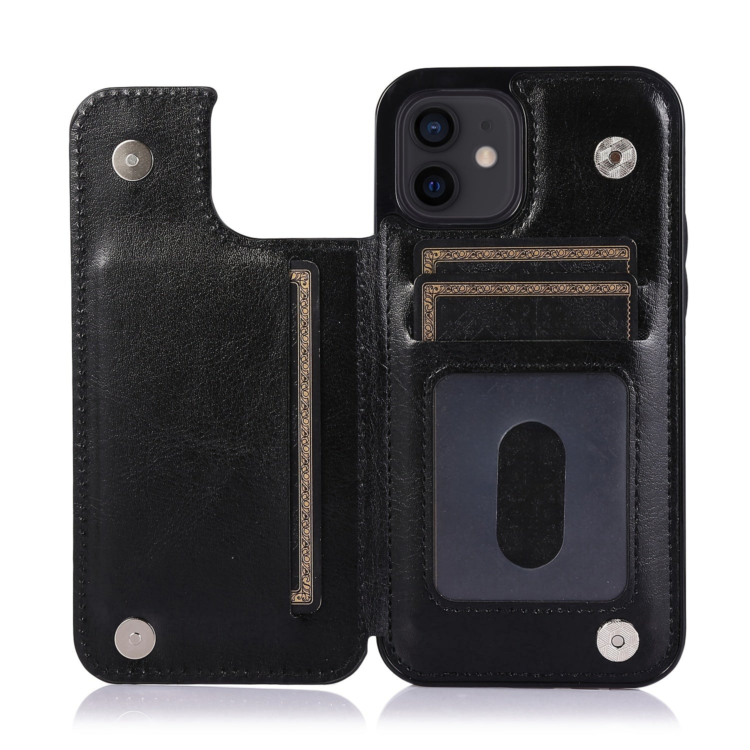 for iPhone 16 15 14 13 12 11 Pro Max XR XS Max SE 2022/2020 7 8 Plus Wallet Case with Card Holder, Faux Leather Kickstand Card Slots Case, Double Magnetic Clasp and Durable Shockproof Cover