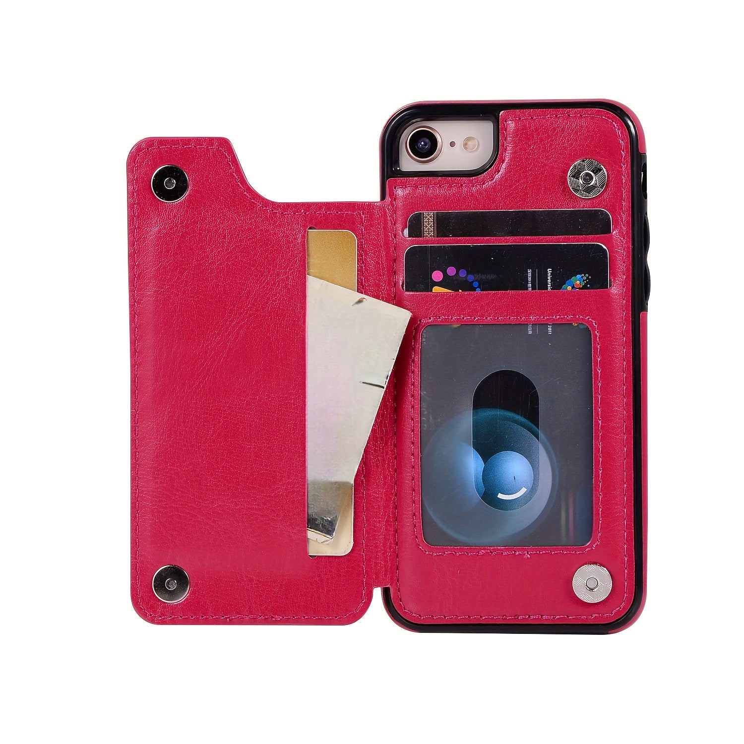 for iPhone 16 15 14 13 12 11 Pro Max XR XS Max SE 2022/2020 7 8 Plus Wallet Case with Card Holder, Faux Leather Kickstand Card Slots Case, Double Magnetic Clasp and Durable Shockproof Cover