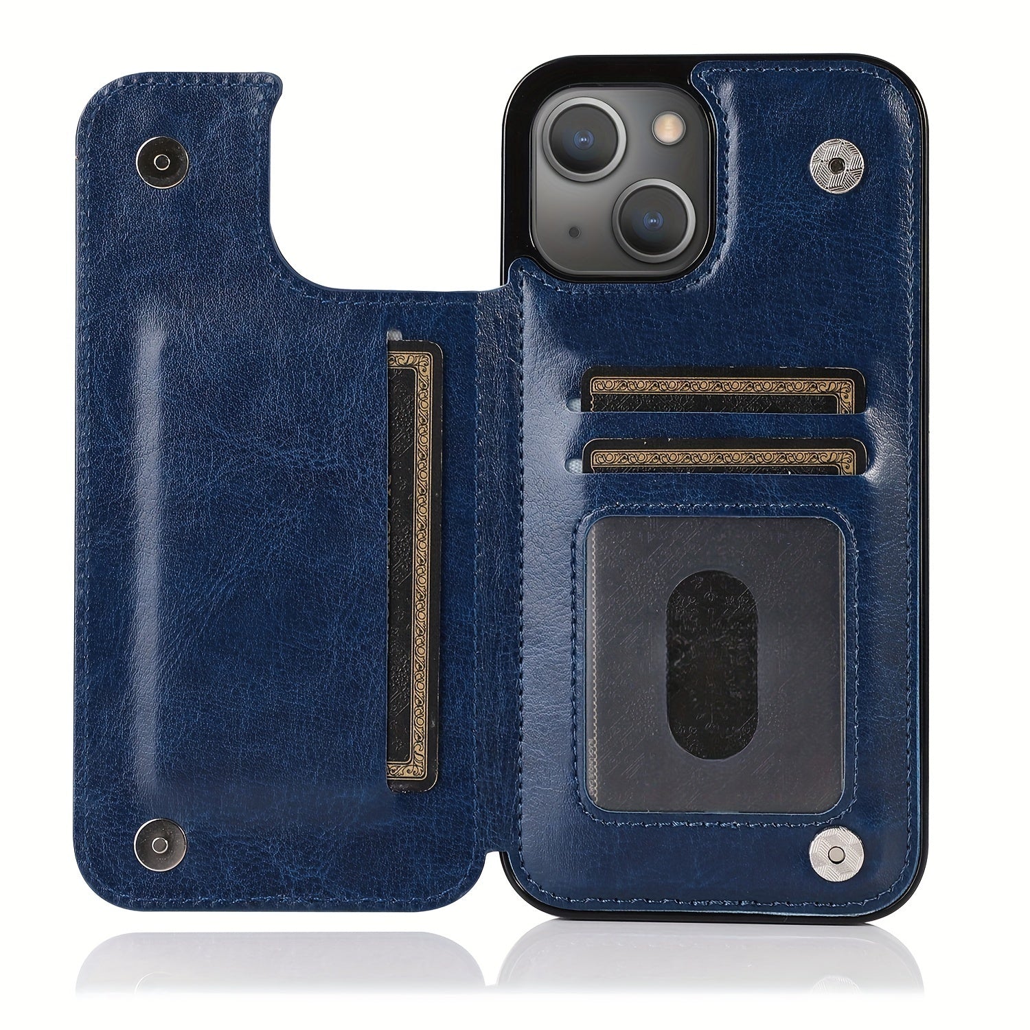 for iPhone 16 15 14 13 12 11 Pro Max XR XS Max SE 2022/2020 7 8 Plus Wallet Case with Card Holder, Faux Leather Kickstand Card Slots Case, Double Magnetic Clasp and Durable Shockproof Cover