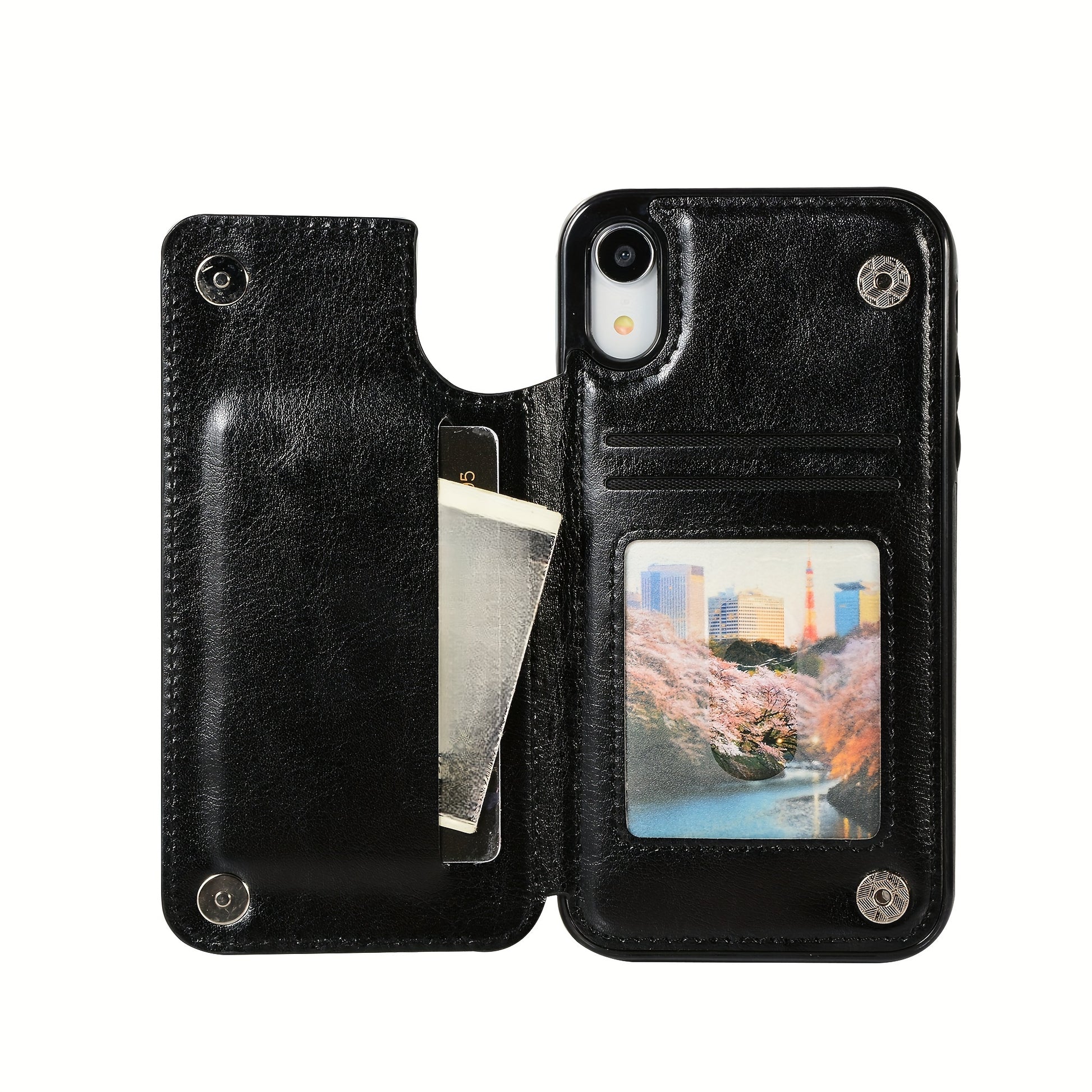 for iPhone 16 15 14 13 12 11 Pro Max XR XS Max SE 2022/2020 7 8 Plus Wallet Case with Card Holder, Faux Leather Kickstand Card Slots Case, Double Magnetic Clasp and Durable Shockproof Cover