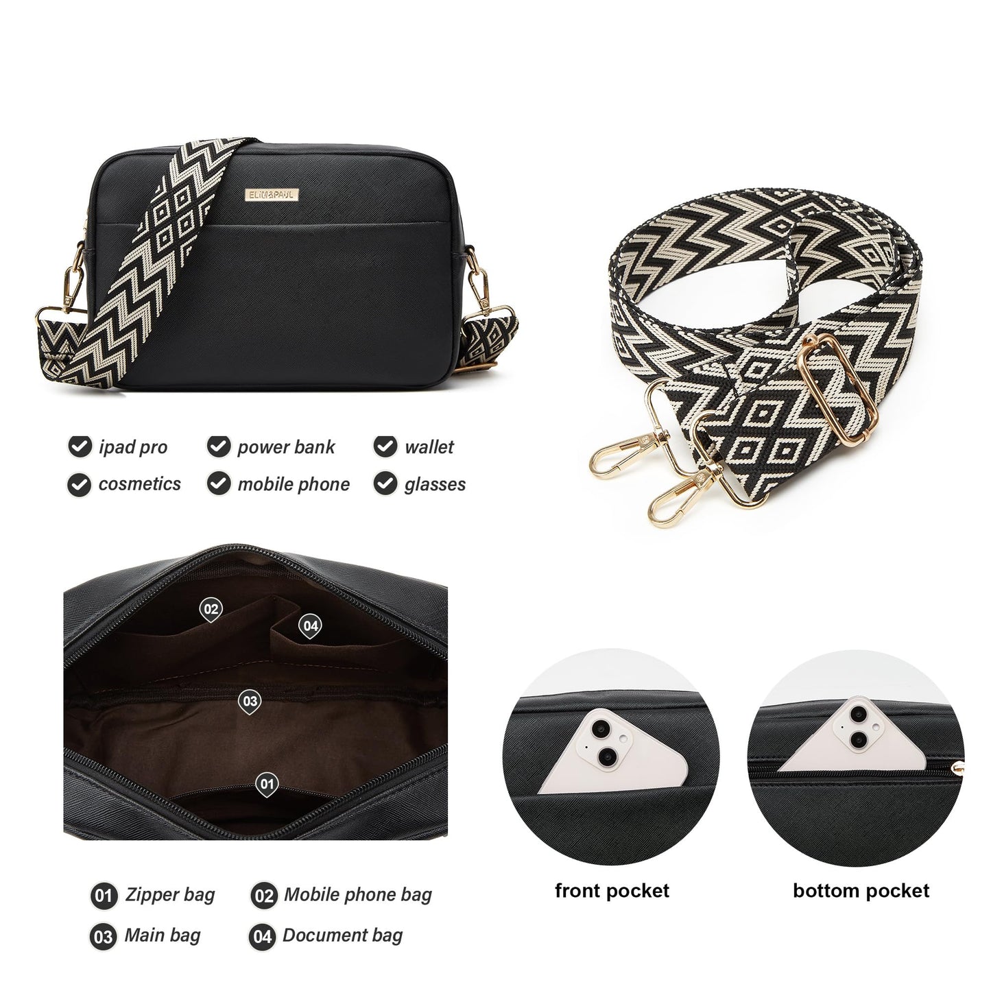 Women Fashion Synthetic Leather Handbags Tote Bag Shoulder Bag Top Handle Satchel Purse Set 4pcs