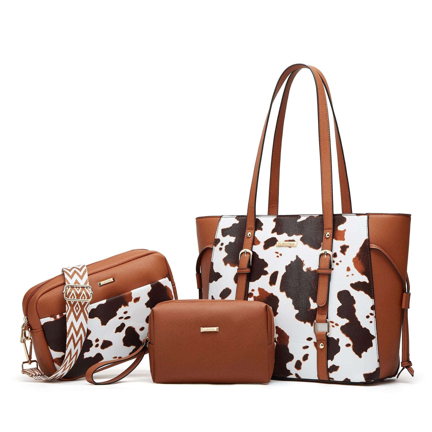 Women Fashion Synthetic Leather Handbags Tote Bag Shoulder Bag Top Handle Satchel Purse Set 4pcs