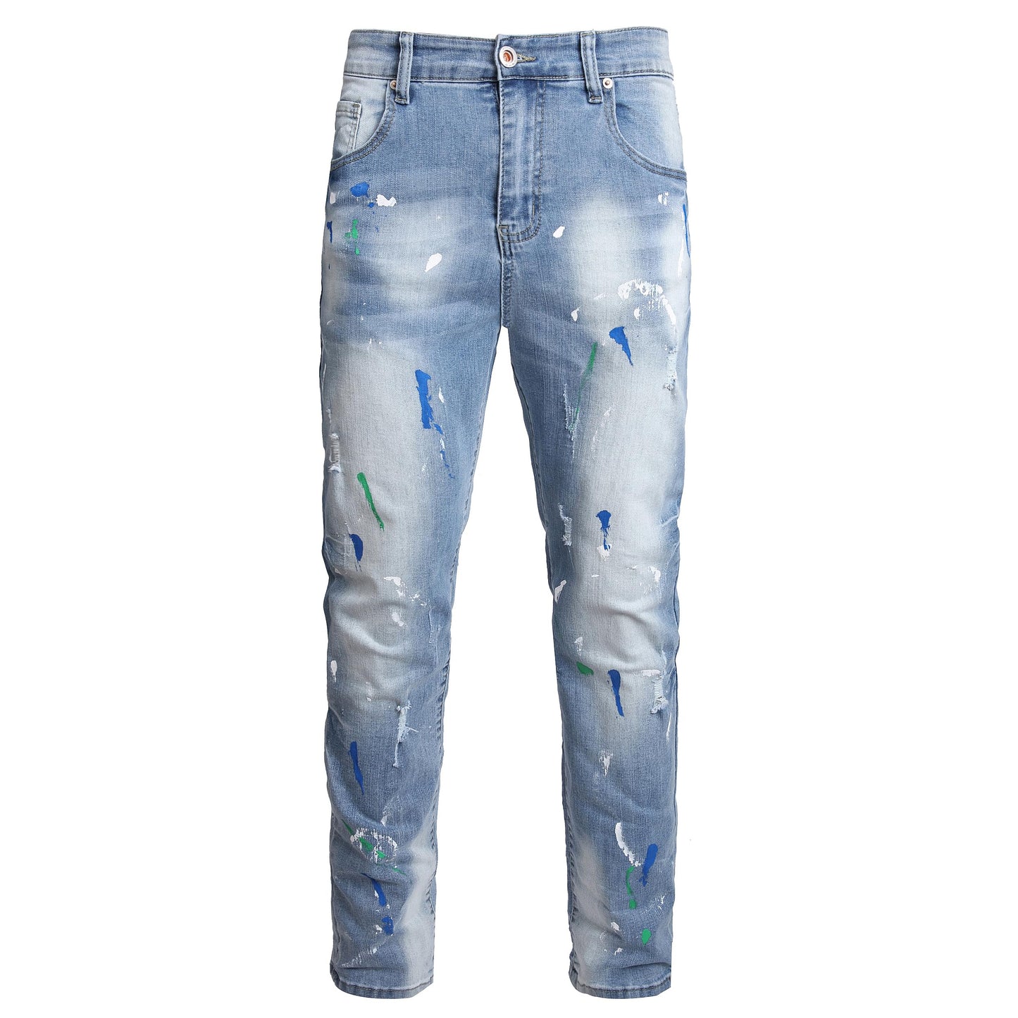 Men Ripped Jeans Fashion Slim Fit Traight Distressed Design Skinny Stretch Comfort Flex Waist Denim Pants