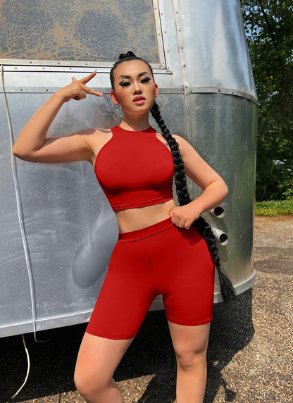GOBLES Women's Sexy 2 Piece Outfits Sleeveless Crop Top With Shorts Jumpsuits