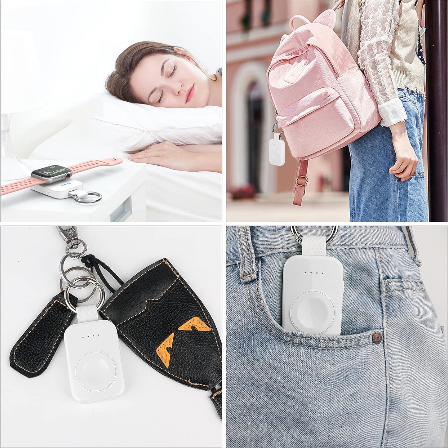 i.VALUX Portable Wireless Charger for Apple Watch Series 10/9/8/UItra/7/6/5/4/3/2/SE/Nike, Compact Magnetic iWatch Charger 1000mAh Power Bank Travel Keychain Style Gift for Mother Girl Birthday-Pink