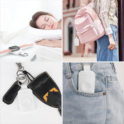 i.VALUX Portable Wireless Charger for Apple Watch Series 10/9/8/UItra/7/6/5/4/3/2/SE/Nike, Compact Magnetic iWatch Charger 1000mAh Power Bank Travel Keychain Style Gift for Mother Girl Birthday-Pink