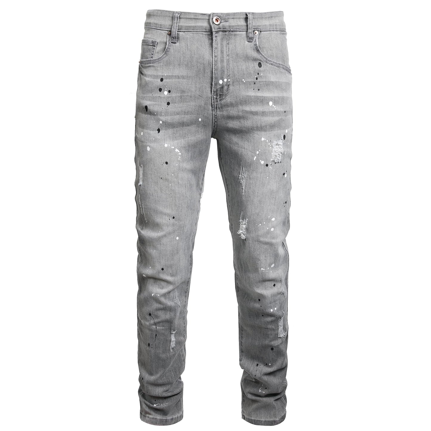 Men Ripped Jeans Fashion Slim Fit Traight Distressed Design Skinny Stretch Comfort Flex Waist Denim Pants