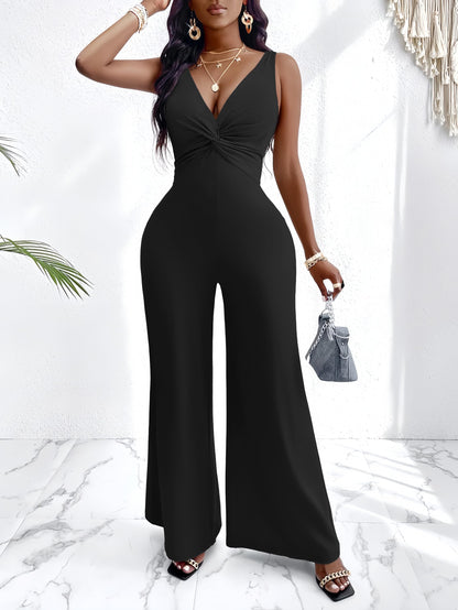 Jumpsuits for Women Dressy Casual Wide Leg Rompers Pants One Piece Suits Sleeveless High Waist Vacation Party Club