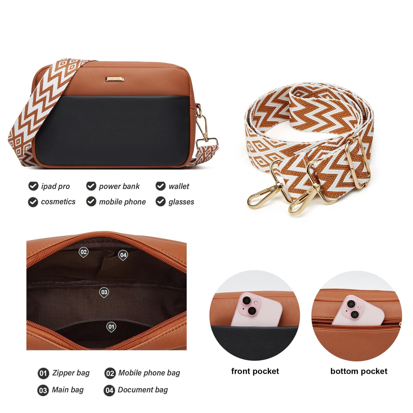 Women Fashion Synthetic Leather Handbags Tote Bag Shoulder Bag Top Handle Satchel Purse Set 4pcs