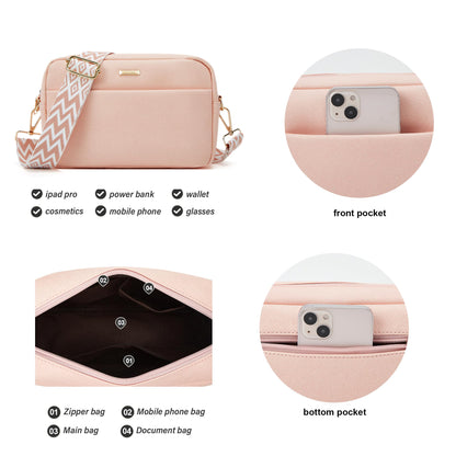 Women Fashion Synthetic Leather Handbags Tote Bag Shoulder Bag Top Handle Satchel Purse Set 4pcs