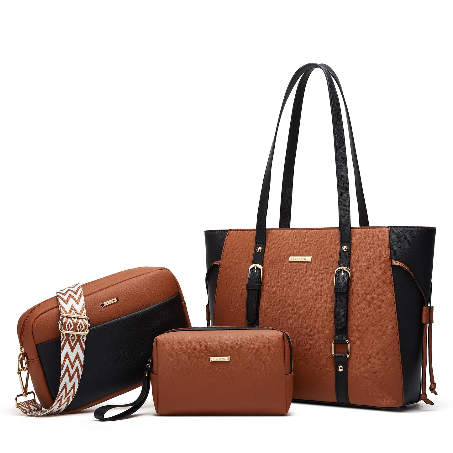 Women Fashion Synthetic Leather Handbags Tote Bag Shoulder Bag Top Handle Satchel Purse Set 4pcs