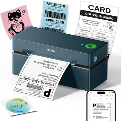POLONO Bluetooth Thermal Shipping Label Printer, Wireless 4x6 Shipping Label Printer for Small Business, Support iOS, Android, Windows and Mac, Compatible with Amazon, Ebay, Shopify, Etsy, USPS (Grey)