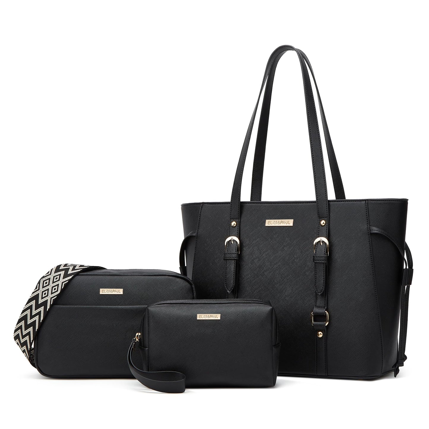 Women Fashion Synthetic Leather Handbags Tote Bag Shoulder Bag Top Handle Satchel Purse Set 4pcs