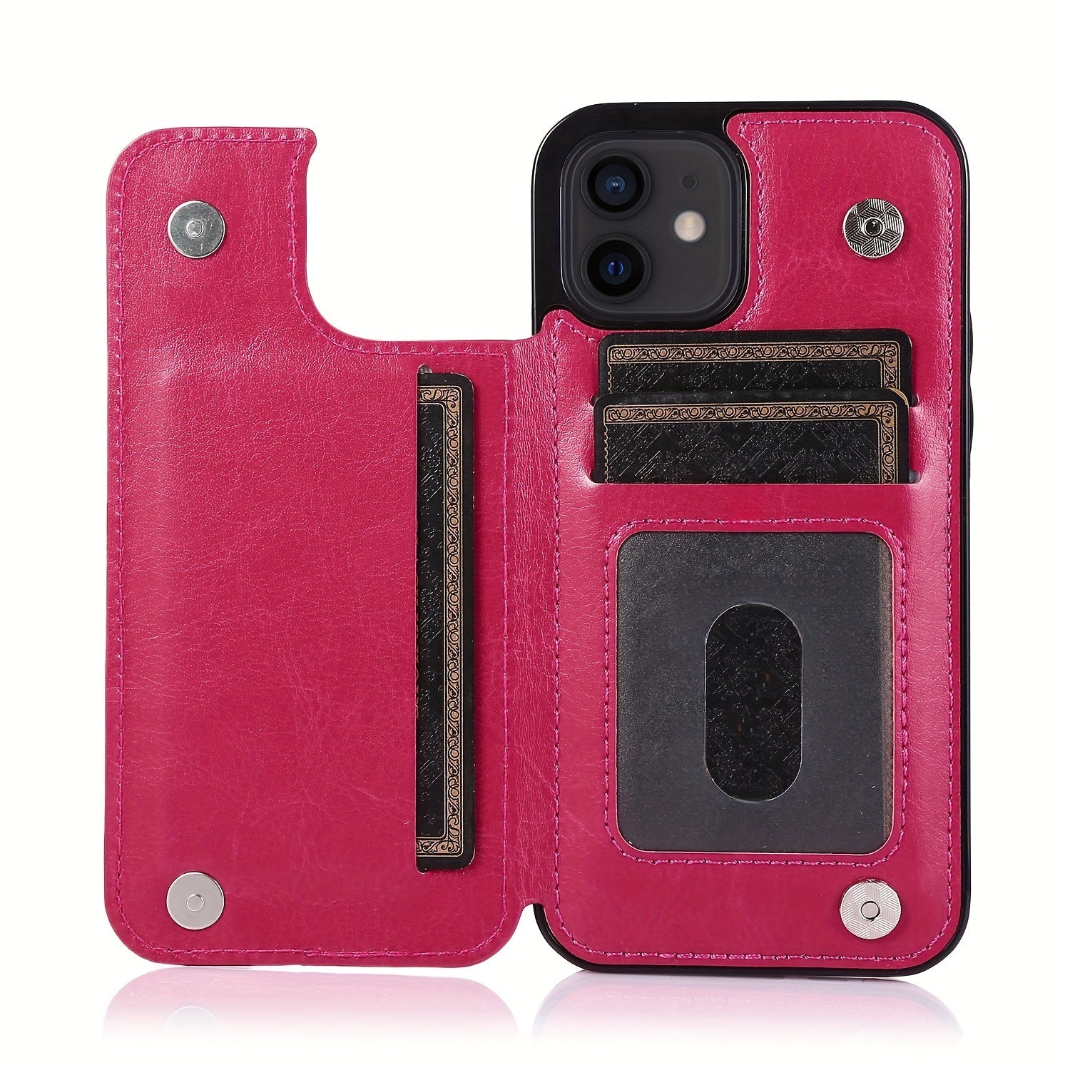 for iPhone 16 15 14 13 12 11 Pro Max XR XS Max SE 2022/2020 7 8 Plus Wallet Case with Card Holder, Faux Leather Kickstand Card Slots Case, Double Magnetic Clasp and Durable Shockproof Cover