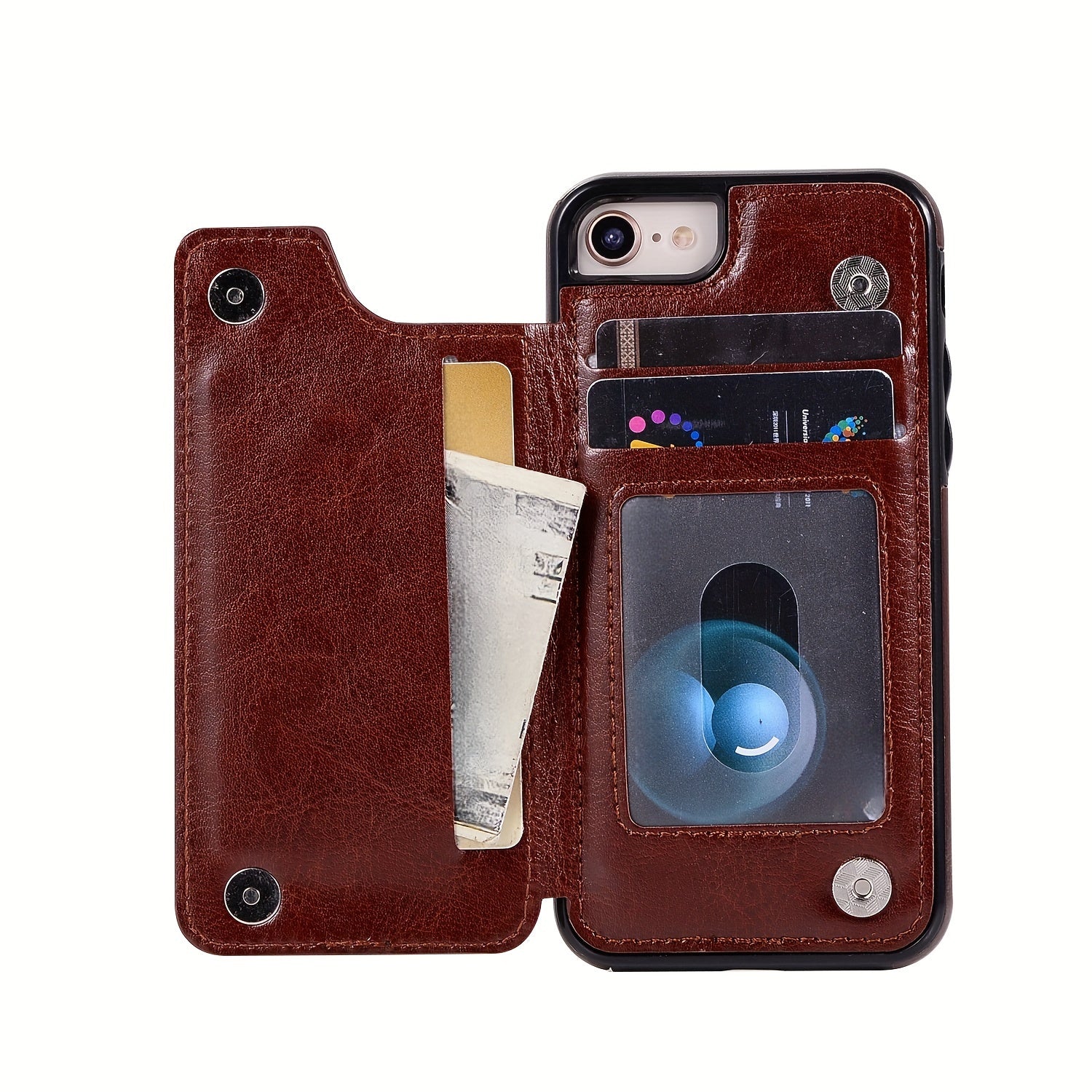 for iPhone 16 15 14 13 12 11 Pro Max XR XS Max SE 2022/2020 7 8 Plus Wallet Case with Card Holder, Faux Leather Kickstand Card Slots Case, Double Magnetic Clasp and Durable Shockproof Cover