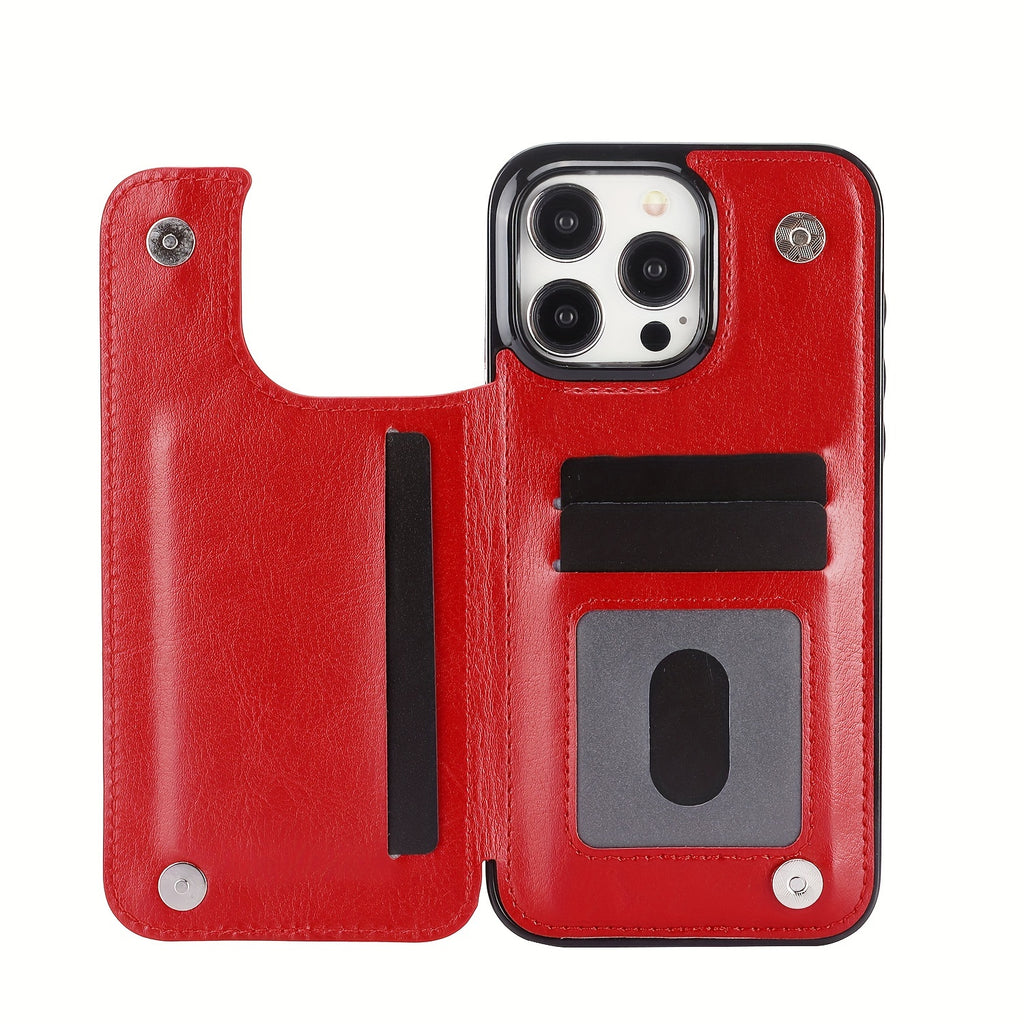 for iPhone 16 15 14 13 12 11 Pro Max XR XS Max SE 2022/2020 7 8 Plus Wallet Case with Card Holder, Faux Leather Kickstand Card Slots Case, Double Magnetic Clasp and Durable Shockproof Cover