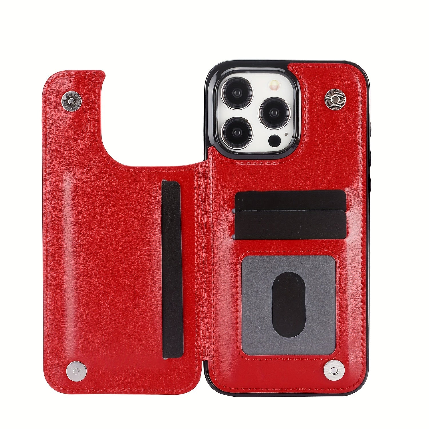 for iPhone 16 15 14 13 12 11 Pro Max XR XS Max SE 2022/2020 7 8 Plus Wallet Case with Card Holder, Faux Leather Kickstand Card Slots Case, Double Magnetic Clasp and Durable Shockproof Cover