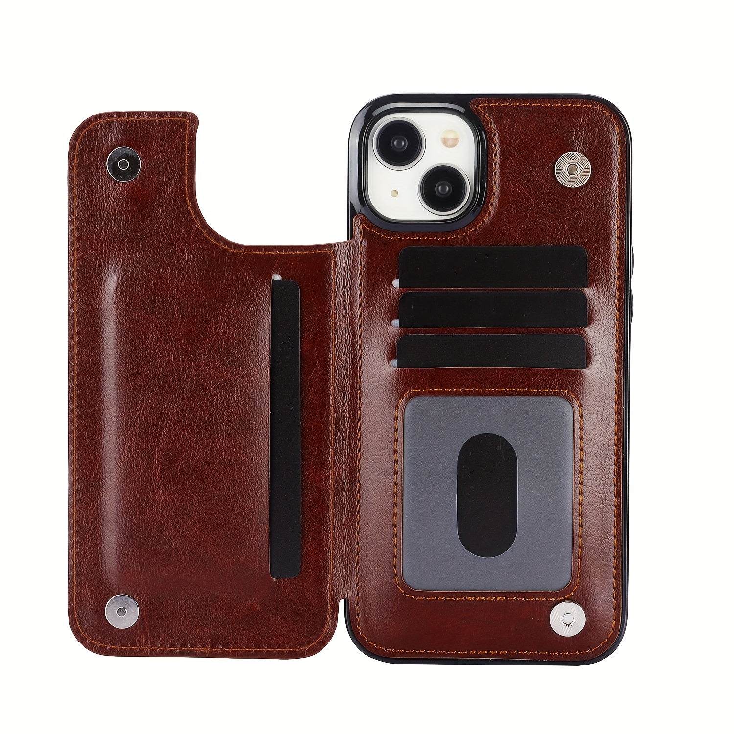 for iPhone 16 15 14 13 12 11 Pro Max XR XS Max SE 2022/2020 7 8 Plus Wallet Case with Card Holder, Faux Leather Kickstand Card Slots Case, Double Magnetic Clasp and Durable Shockproof Cover