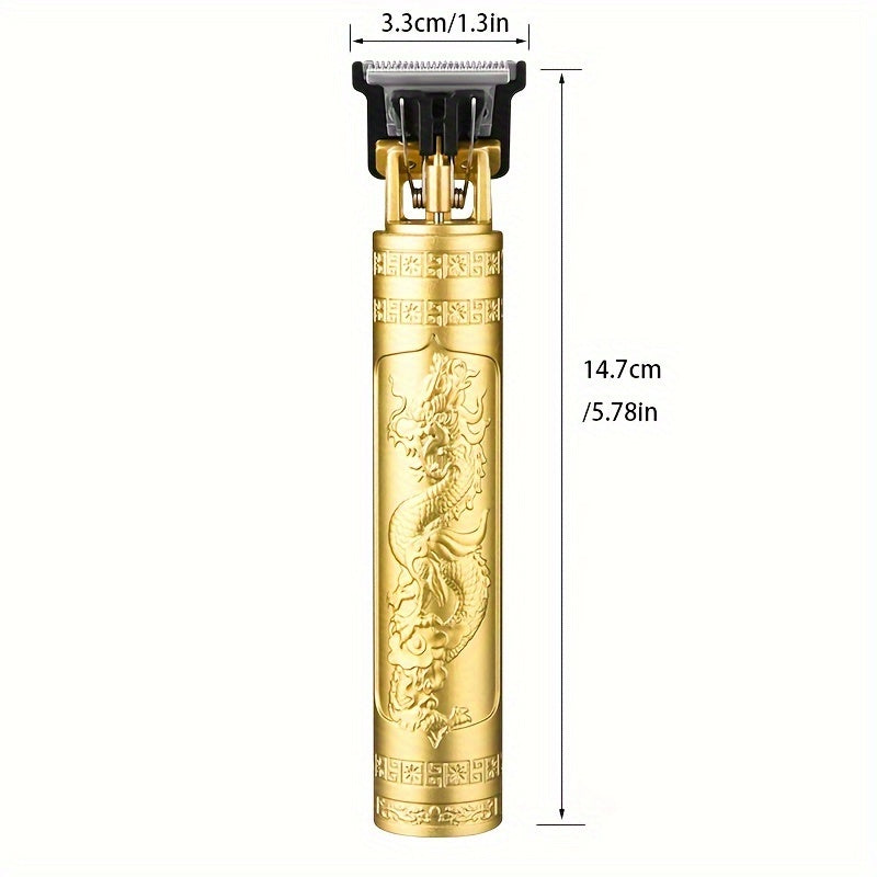[Professional Hair Clipper] Rechargeable Professional Electric Hair Clipper Kit for Men - 1-Set, Dragon Design in Golden, Black, & Copper, 400mAh Lithium Battery, Ideal Father's Day Gift