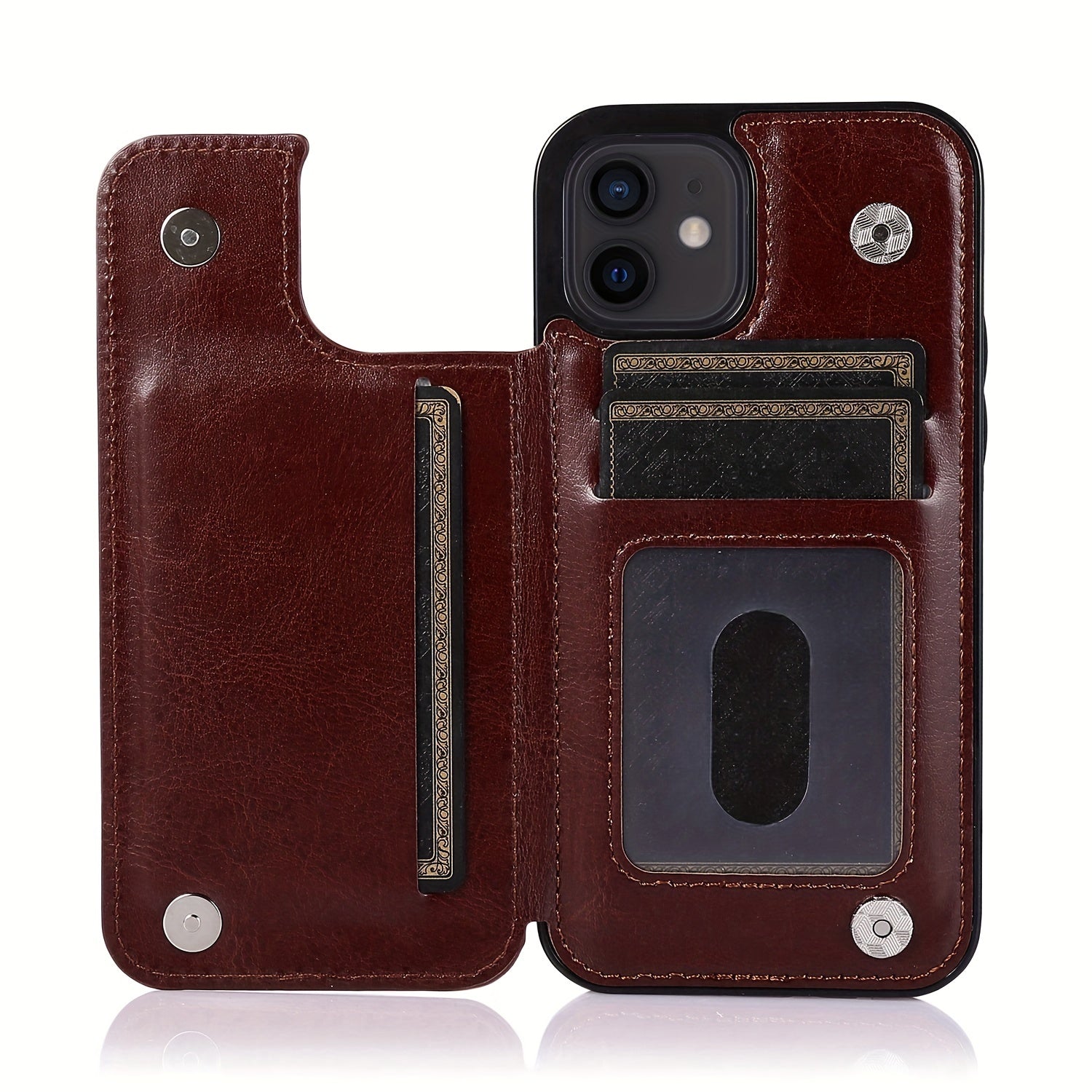 for iPhone 16 15 14 13 12 11 Pro Max XR XS Max SE 2022/2020 7 8 Plus Wallet Case with Card Holder, Faux Leather Kickstand Card Slots Case, Double Magnetic Clasp and Durable Shockproof Cover