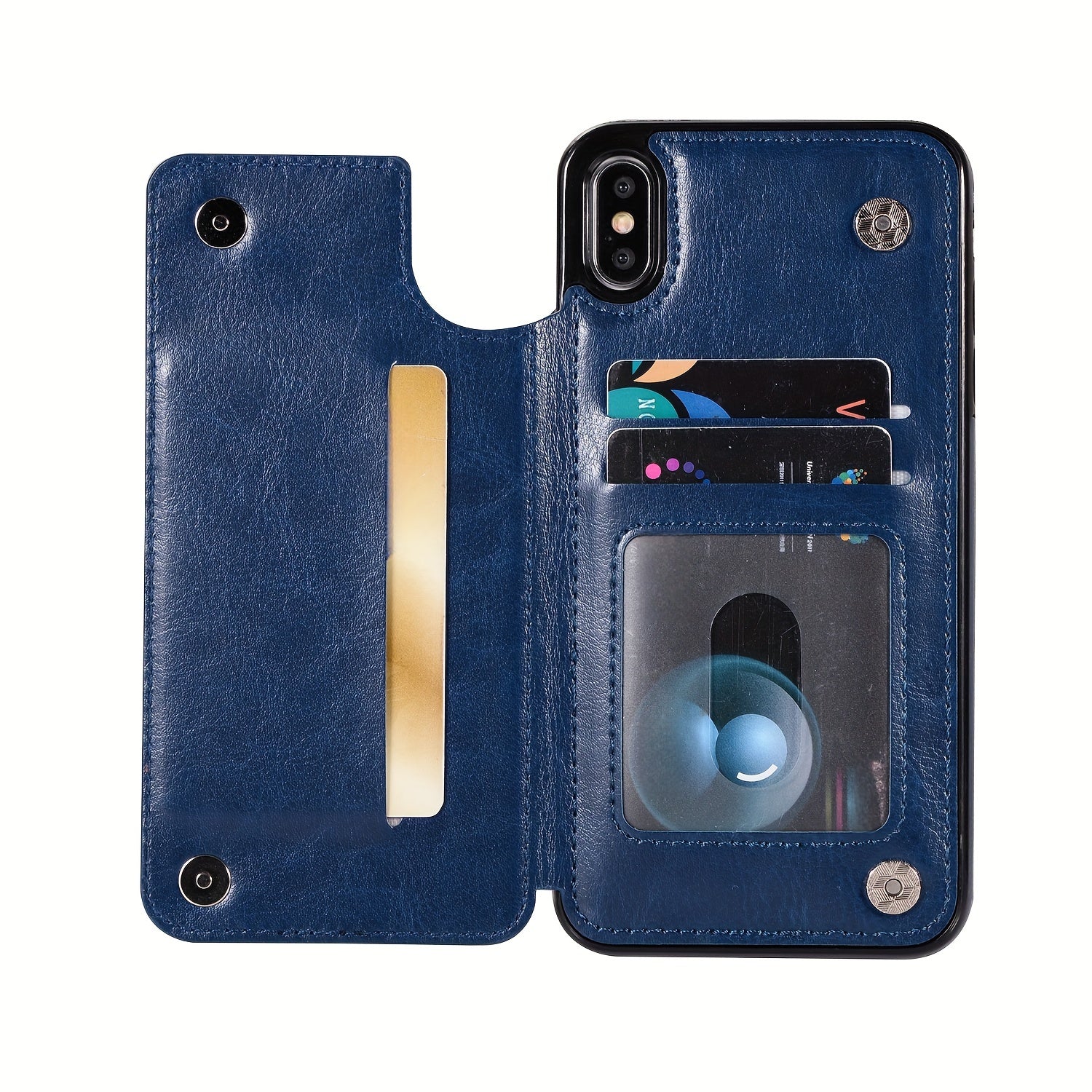 for iPhone 16 15 14 13 12 11 Pro Max XR XS Max SE 2022/2020 7 8 Plus Wallet Case with Card Holder, Faux Leather Kickstand Card Slots Case, Double Magnetic Clasp and Durable Shockproof Cover