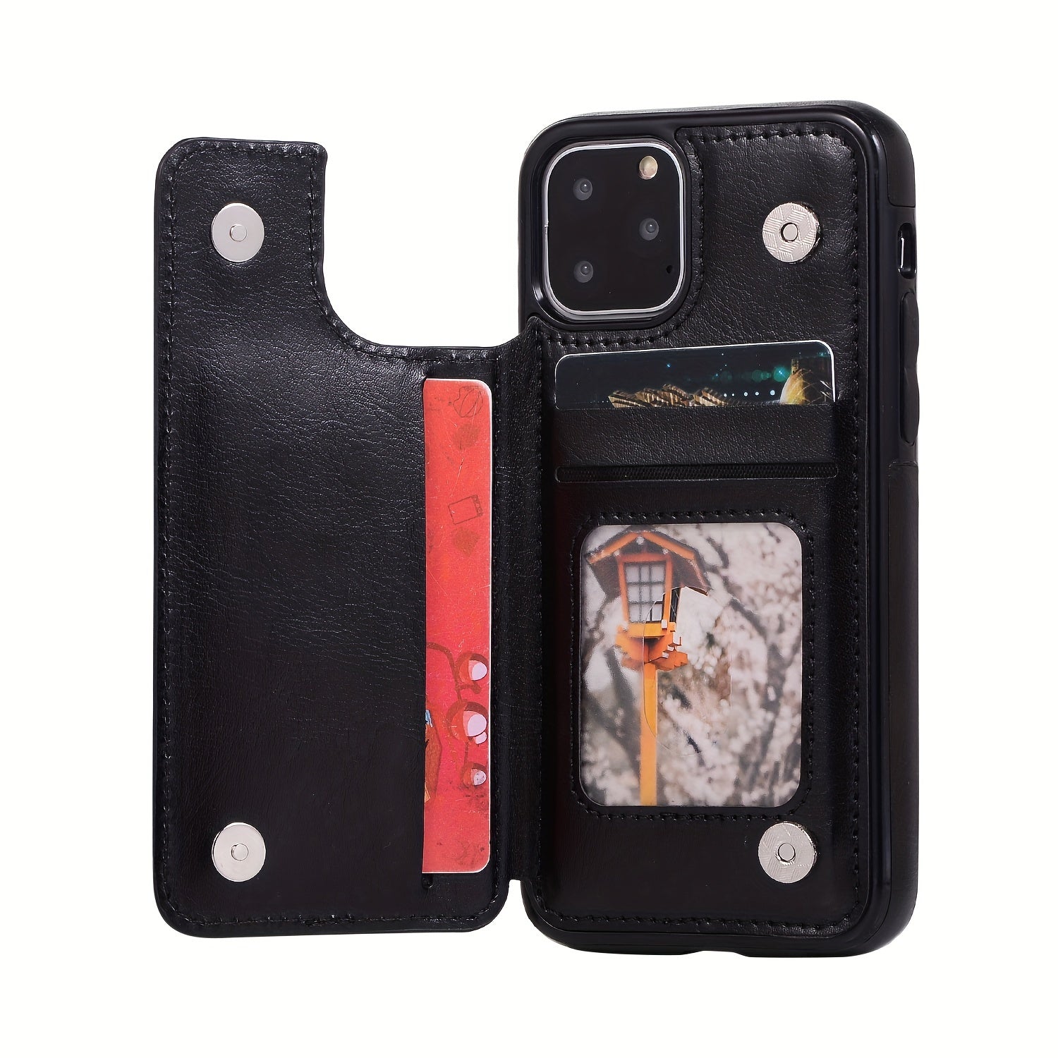 for iPhone 16 15 14 13 12 11 Pro Max XR XS Max SE 2022/2020 7 8 Plus Wallet Case with Card Holder, Faux Leather Kickstand Card Slots Case, Double Magnetic Clasp and Durable Shockproof Cover