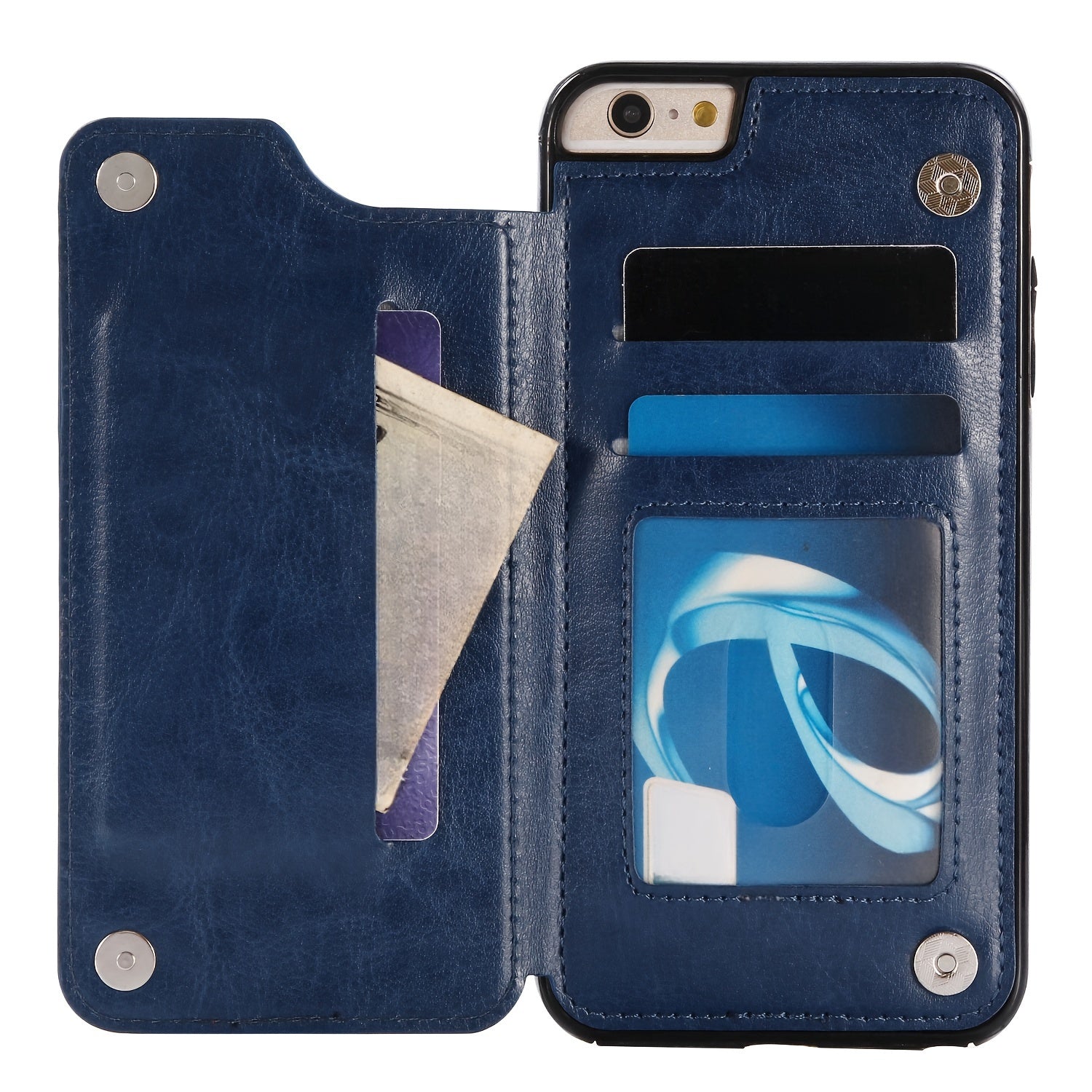 for iPhone 16 15 14 13 12 11 Pro Max XR XS Max SE 2022/2020 7 8 Plus Wallet Case with Card Holder, Faux Leather Kickstand Card Slots Case, Double Magnetic Clasp and Durable Shockproof Cover