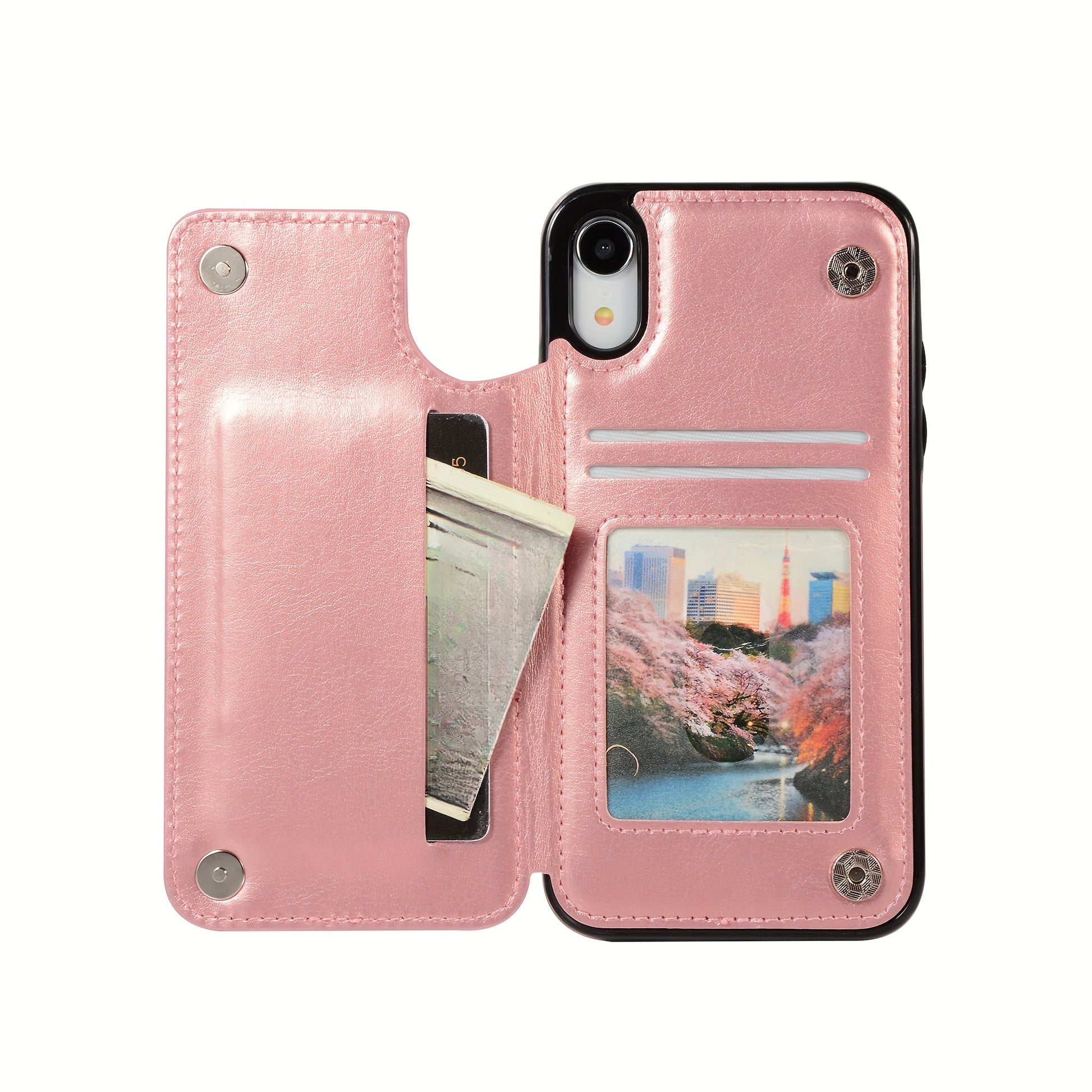 for iPhone 16 15 14 13 12 11 Pro Max XR XS Max SE 2022/2020 7 8 Plus Wallet Case with Card Holder, Faux Leather Kickstand Card Slots Case, Double Magnetic Clasp and Durable Shockproof Cover