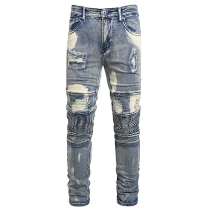 Men Ripped Jeans Fashion Slim Fit Traight Distressed Design Skinny Stretch Comfort Flex Waist Denim Pants