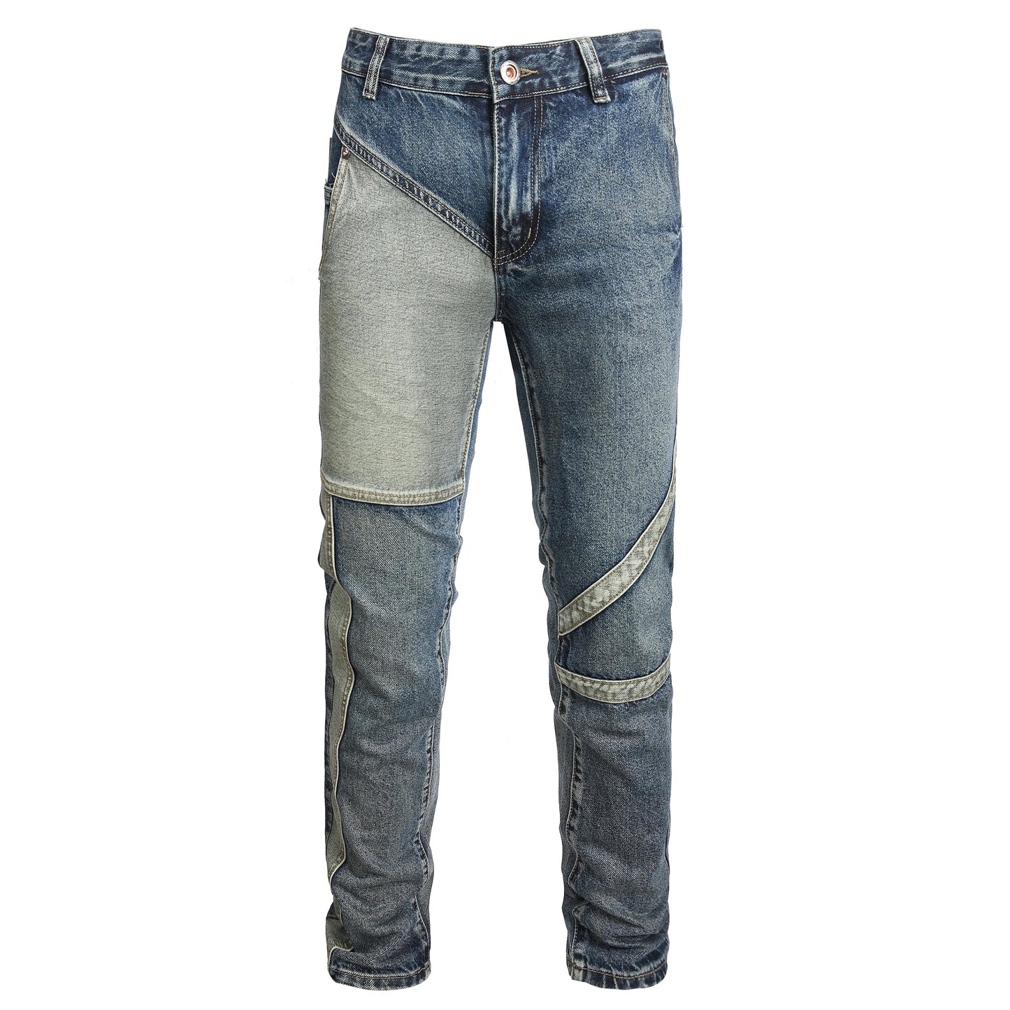 Men Ripped Jeans Fashion Slim Fit Traight Distressed Design Skinny Stretch Comfort Flex Waist Denim Pants