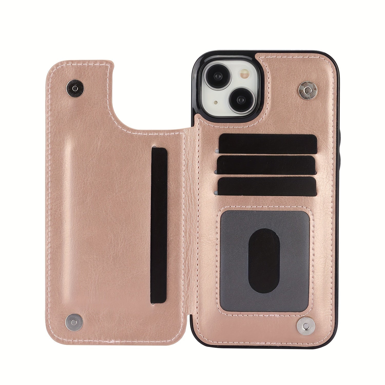 for iPhone 16 15 14 13 12 11 Pro Max XR XS Max SE 2022/2020 7 8 Plus Wallet Case with Card Holder, Faux Leather Kickstand Card Slots Case, Double Magnetic Clasp and Durable Shockproof Cover
