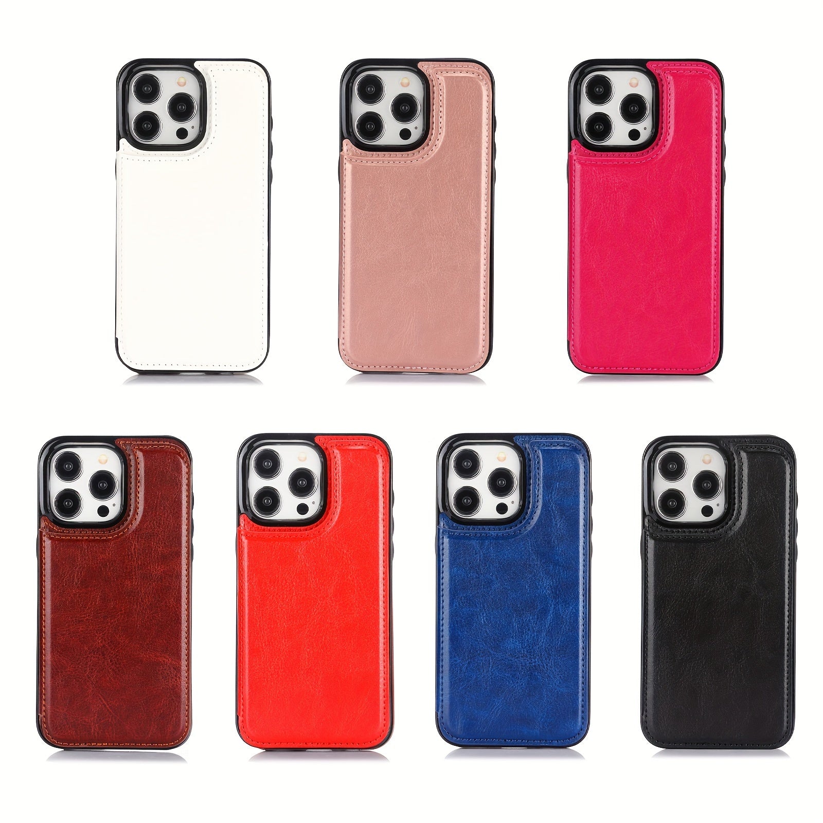 for iPhone 16 15 14 13 12 11 Pro Max XR XS Max SE 2022/2020 7 8 Plus Wallet Case with Card Holder, Faux Leather Kickstand Card Slots Case, Double Magnetic Clasp and Durable Shockproof Cover