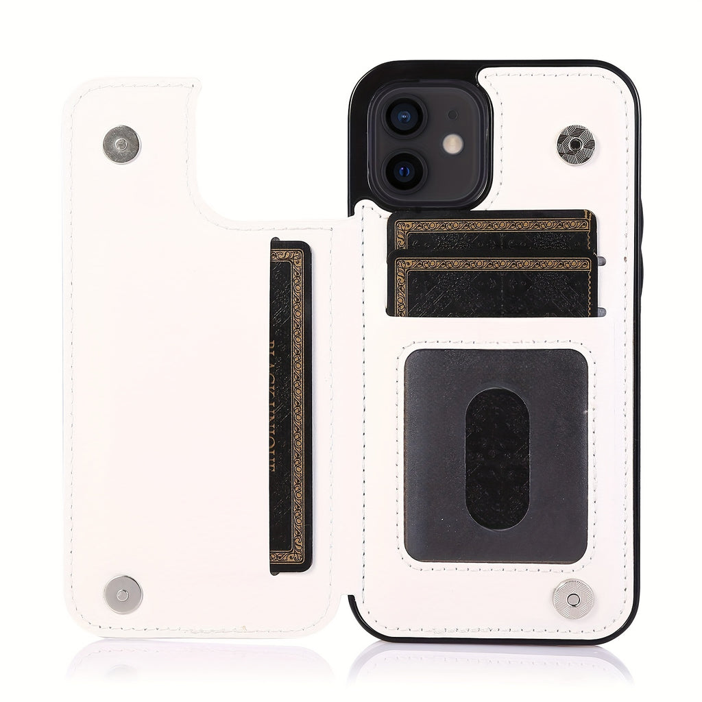 for iPhone 16 15 14 13 12 11 Pro Max XR XS Max SE 2022/2020 7 8 Plus Wallet Case with Card Holder, Faux Leather Kickstand Card Slots Case, Double Magnetic Clasp and Durable Shockproof Cover