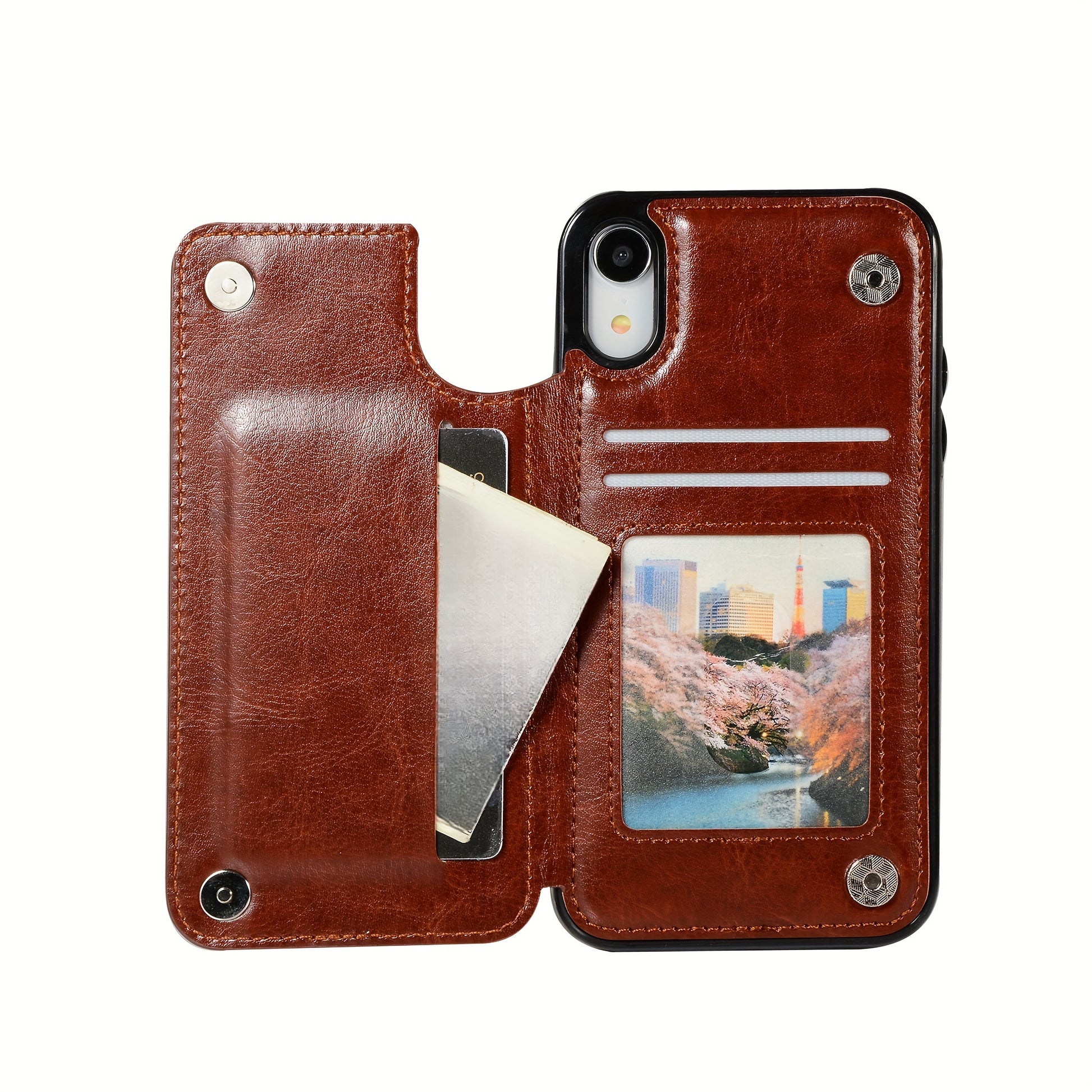 for iPhone 16 15 14 13 12 11 Pro Max XR XS Max SE 2022/2020 7 8 Plus Wallet Case with Card Holder, Faux Leather Kickstand Card Slots Case, Double Magnetic Clasp and Durable Shockproof Cover