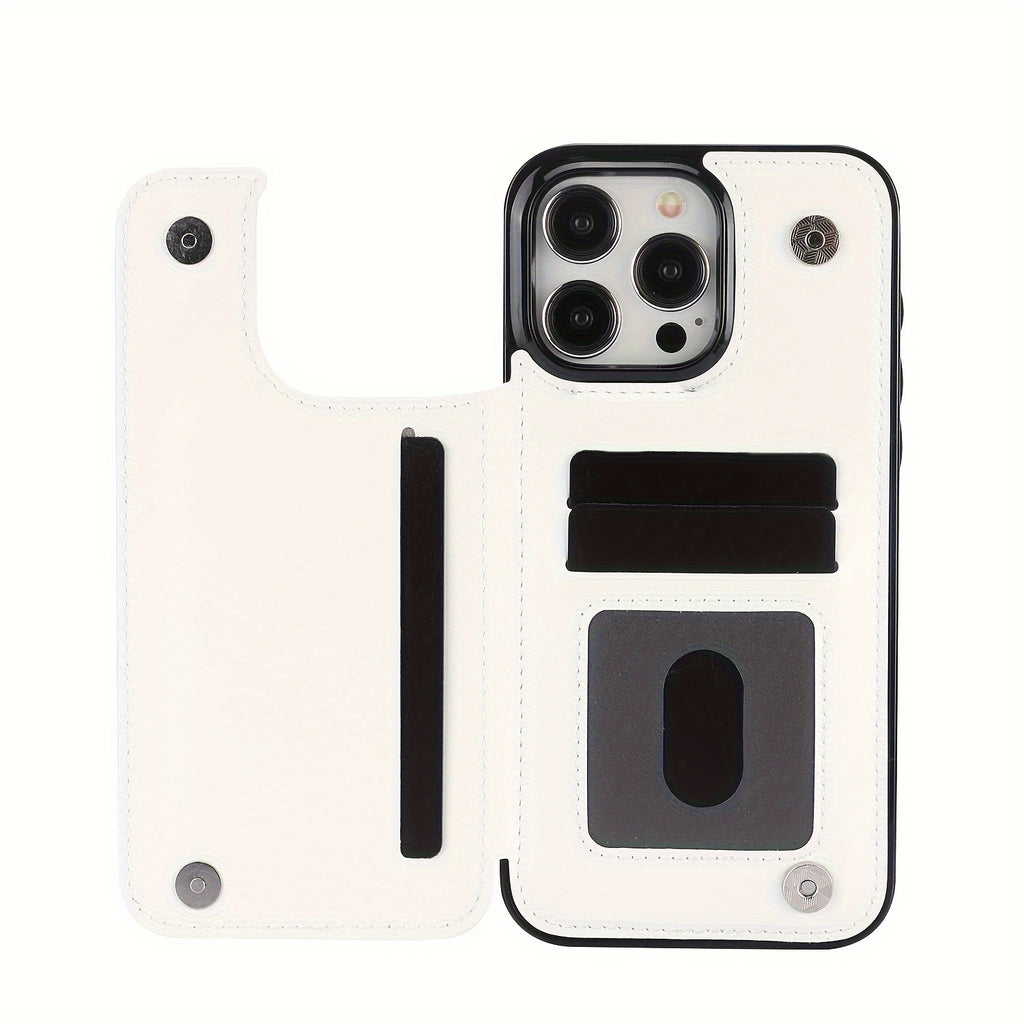for iPhone 16 15 14 13 12 11 Pro Max XR XS Max SE 2022/2020 7 8 Plus Wallet Case with Card Holder, Faux Leather Kickstand Card Slots Case, Double Magnetic Clasp and Durable Shockproof Cover