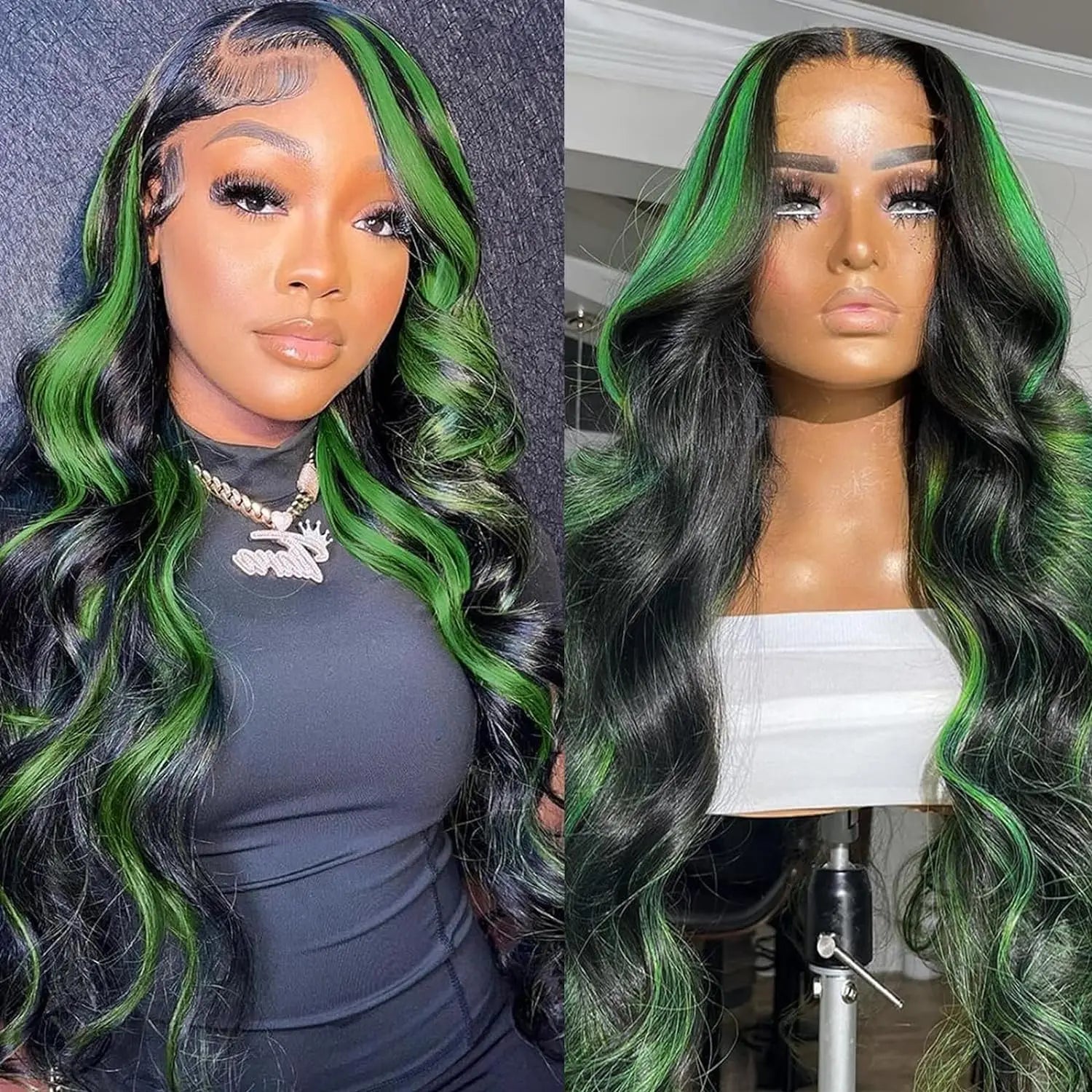 Chocolate Brown 13x4 Synthetic Glueless Lace Front Wigs For Women Loose Wave Body Wave Lace Frontal Wig Pre Cut 180% Density