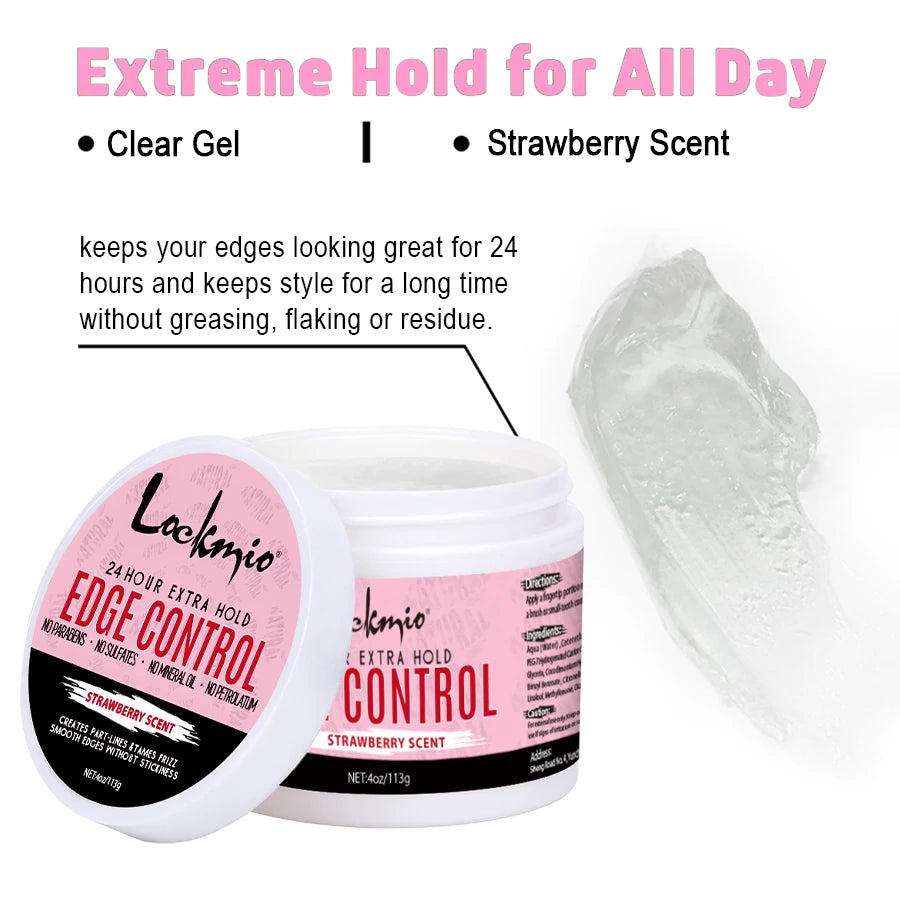 113g Edge Control Gel With 3pcs Comb Brush For Women Tame Frizz Flying Finishing Broken Hair Wig Lace Styling Wax Cream Pomade