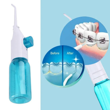 Oral Irrigator Manual Pressing Water Flosser Portable Dental Water Jet 90ML Water Tank Waterproof Teeth Cleaner