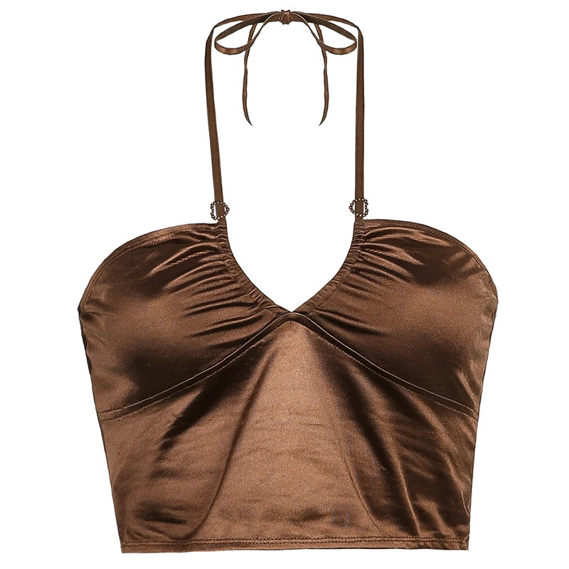 Brown 2021 Vintage Clothes Y2k Corset Crop Top Women Gothic Sexy Cyber Baby Tee Aesthetic Grunge 90s Ropa Fairycore Summer New