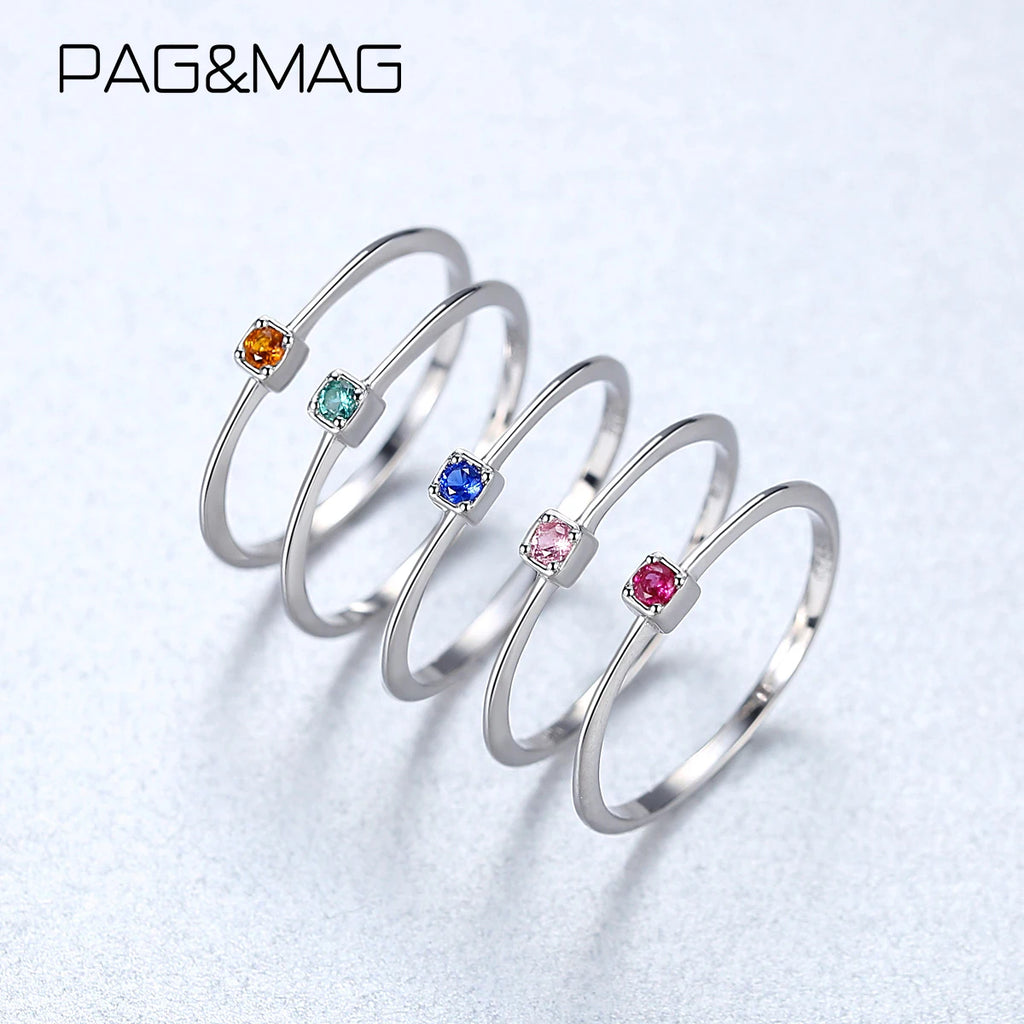 PAG&MAG Real 925 Sterling Silver Ring Gree Red Topaz Rings For Women Gemstone Engagement Rings Silver 925 Jewelry Anillos Mujer