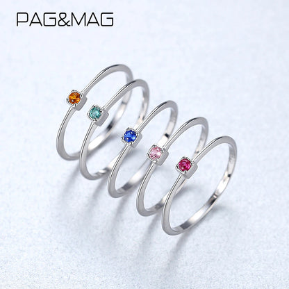 PAG&MAG Real 925 Sterling Silver Ring Gree Red Topaz Rings For Women Gemstone Engagement Rings Silver 925 Jewelry Anillos Mujer