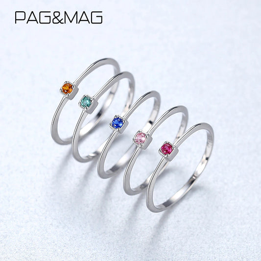 PAG&MAG Real 925 Sterling Silver Ring Gree Red Topaz Rings For Women Gemstone Engagement Rings Silver 925 Jewelry Anillos Mujer
