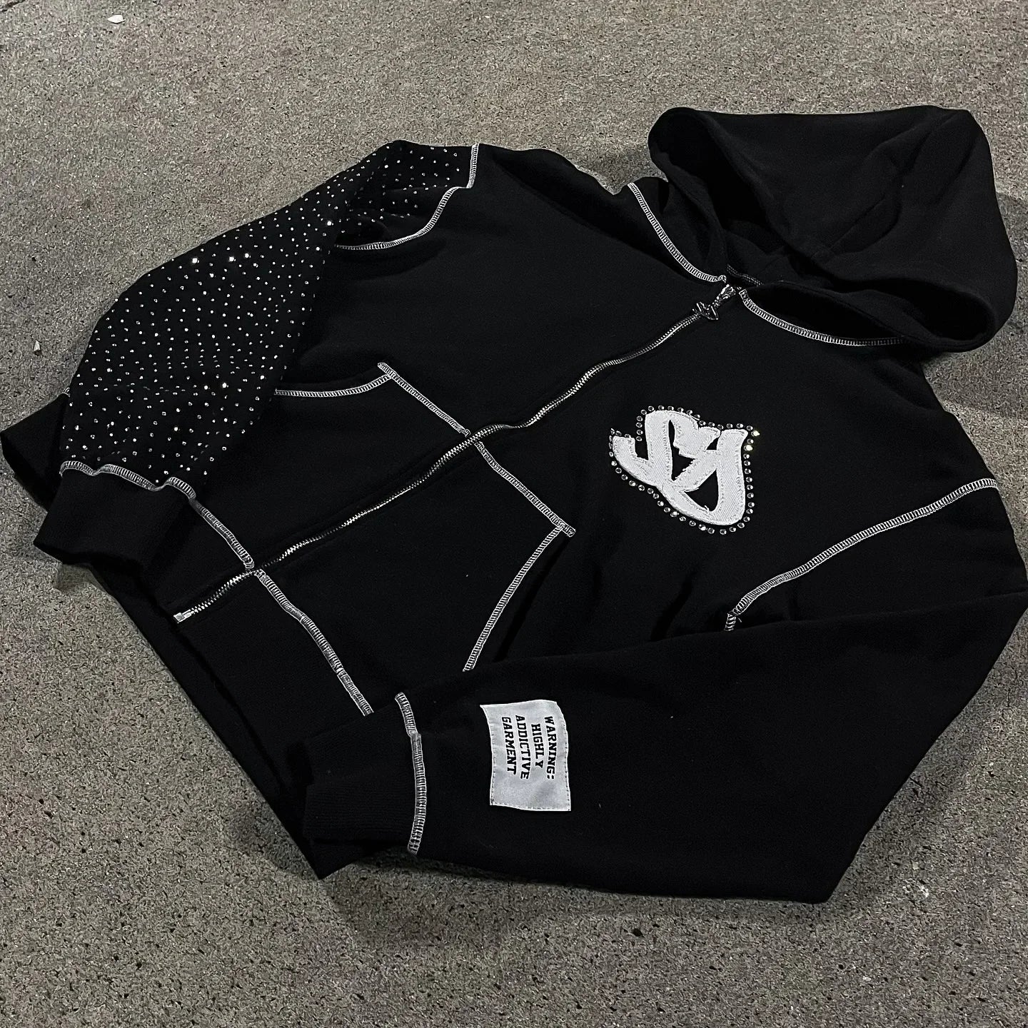 Y2k Streetwear Retro Men Embroidery Personalized Diamond Oversized Hoodie Men Women Gothic Casual Sweatshirt